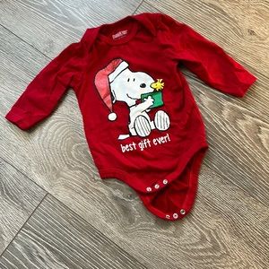 Best Gift Ever Snoopy Long Sleeve Red Onesie